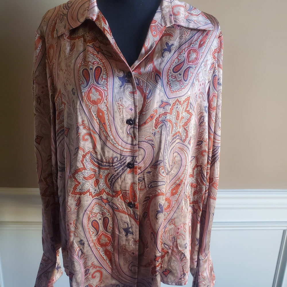 Kasper Paisley Blouse in Red and Purple